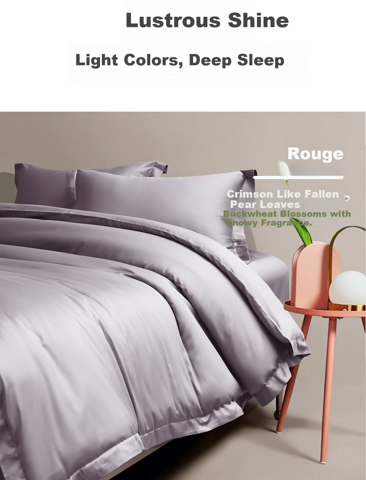 DAPUA Pure Cotton 4-Piece Bedding Set 120-Thread Count Luxury Satin Long-Staple Cotton Sheet and Duvet Cover 1.5m Scarlet Red 17