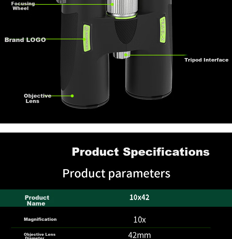 Bresser German Boshide New Voyager 10x42 High Definition High Power Low Light Night Vision Concert Portable Travel Smartphone Compatible Binoculars 21