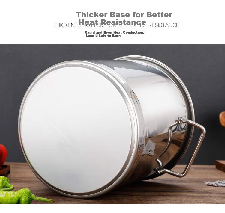 Universal 304 Stainless Steel Commercial Large Soup Pot 36x23cm with Lid Stewing Pot Round Bucket Rice Bucket Braised Meat and Marinade Bucket Canteen Oil Bucket 10