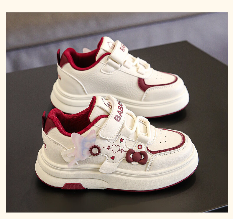 Baba Duck Girls' Casual White Sneakers Spring Autumn Princess Shoes Children's Sports Shoes 51823 White Purple Size 27 5