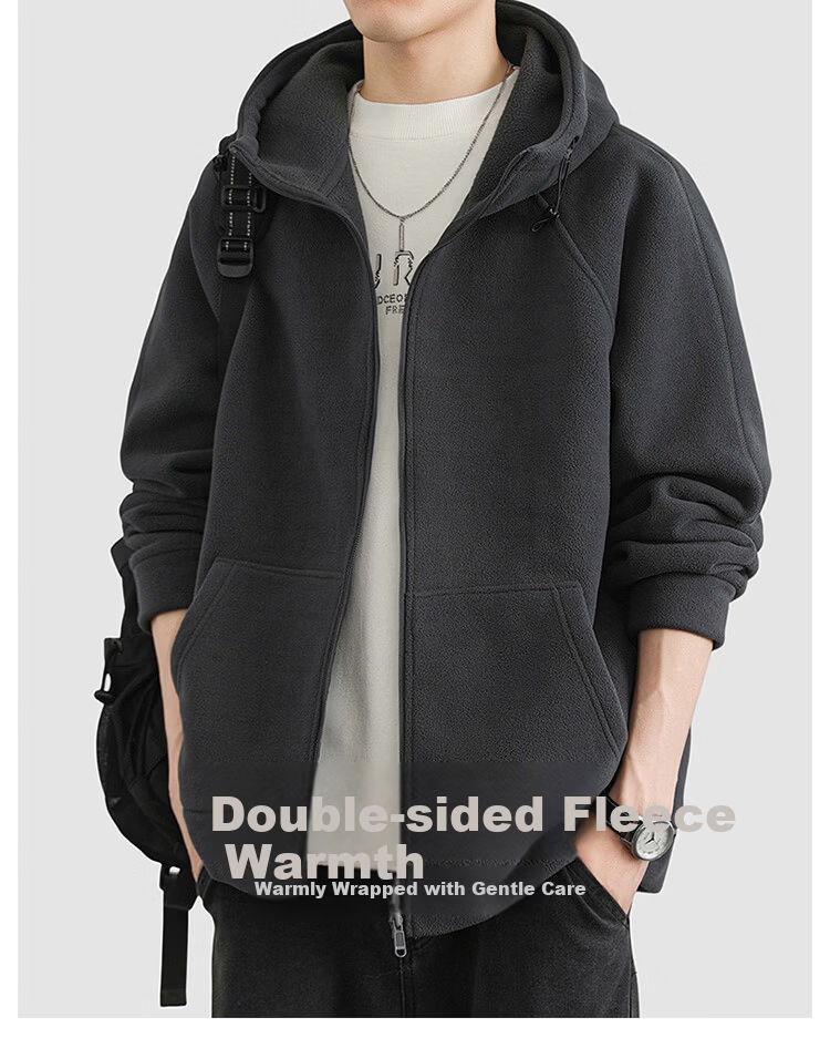 MARK FAIRWHALE Men's Winter Fleece Hooded Zip-up Sweatshirt Thick Warm Jacket Dark Gray XL 1