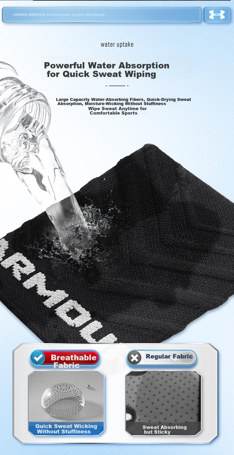 Under Armour Wristband Sports Fitness Sweat-Absorbing Wrist Towel for Badminton Basketball Volleyball Tennis Tendonitis Medical Wrist Support Brace 8
