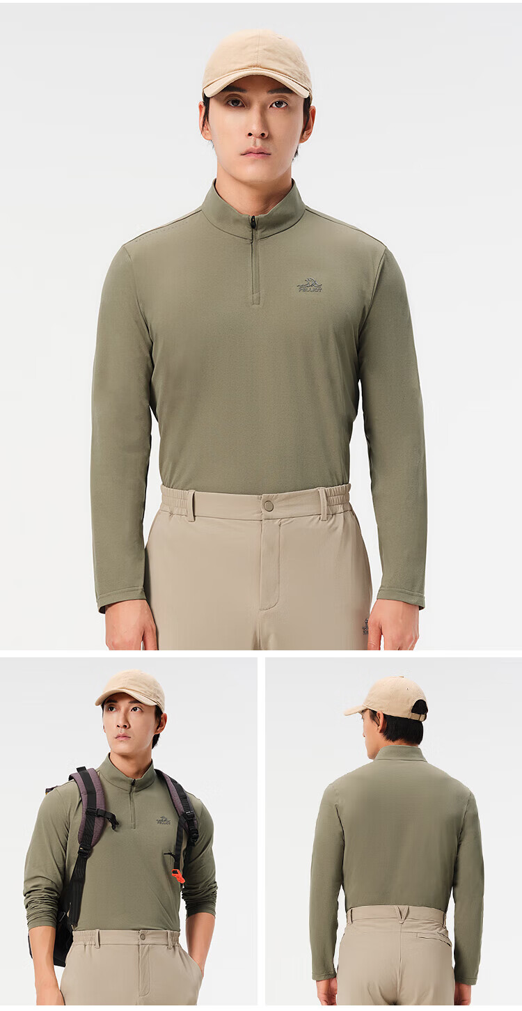 Pelliot Outdoor Quick-Dry T-Shirt Unisex Spring Summer Sports Casual Long Sleeve Stand Collar Breathable Running Hiking Shirt 115316032 10
