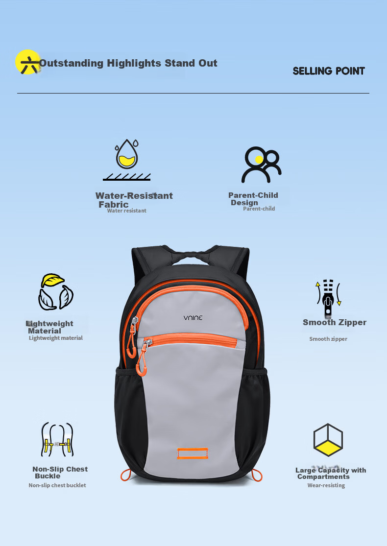 Vnine City Children's Backpack Ultra-Light Breathable School Bag for Boys and Girls Outdoor Study Travel Double Shoulder Bag 2