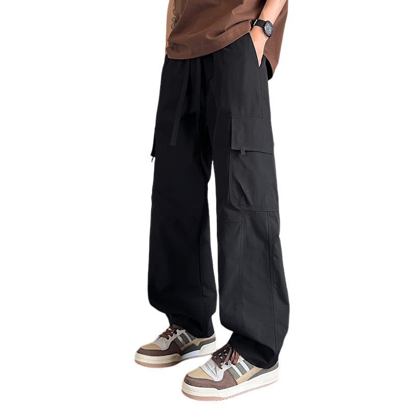 NASA GISS Collaboration Casual Pants Men Loose Fit Straight Leg Breathable Cargo Sports Trousers Black XL