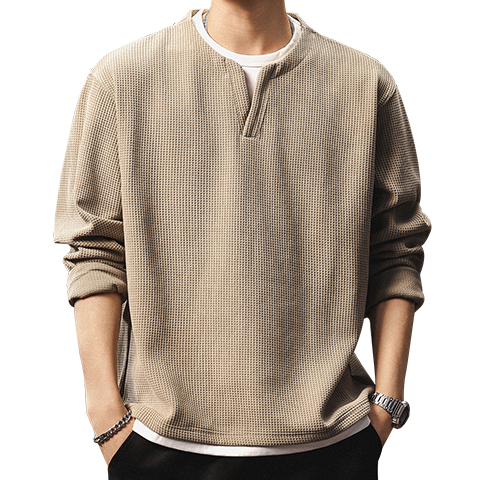 Mark Fairwhale American Vintage Double-Layer Collar Sweatshirt Men's Spring Autumn New Color-Block Casual Trendy Long Sleeve Faux Two-Piece T-Shirt