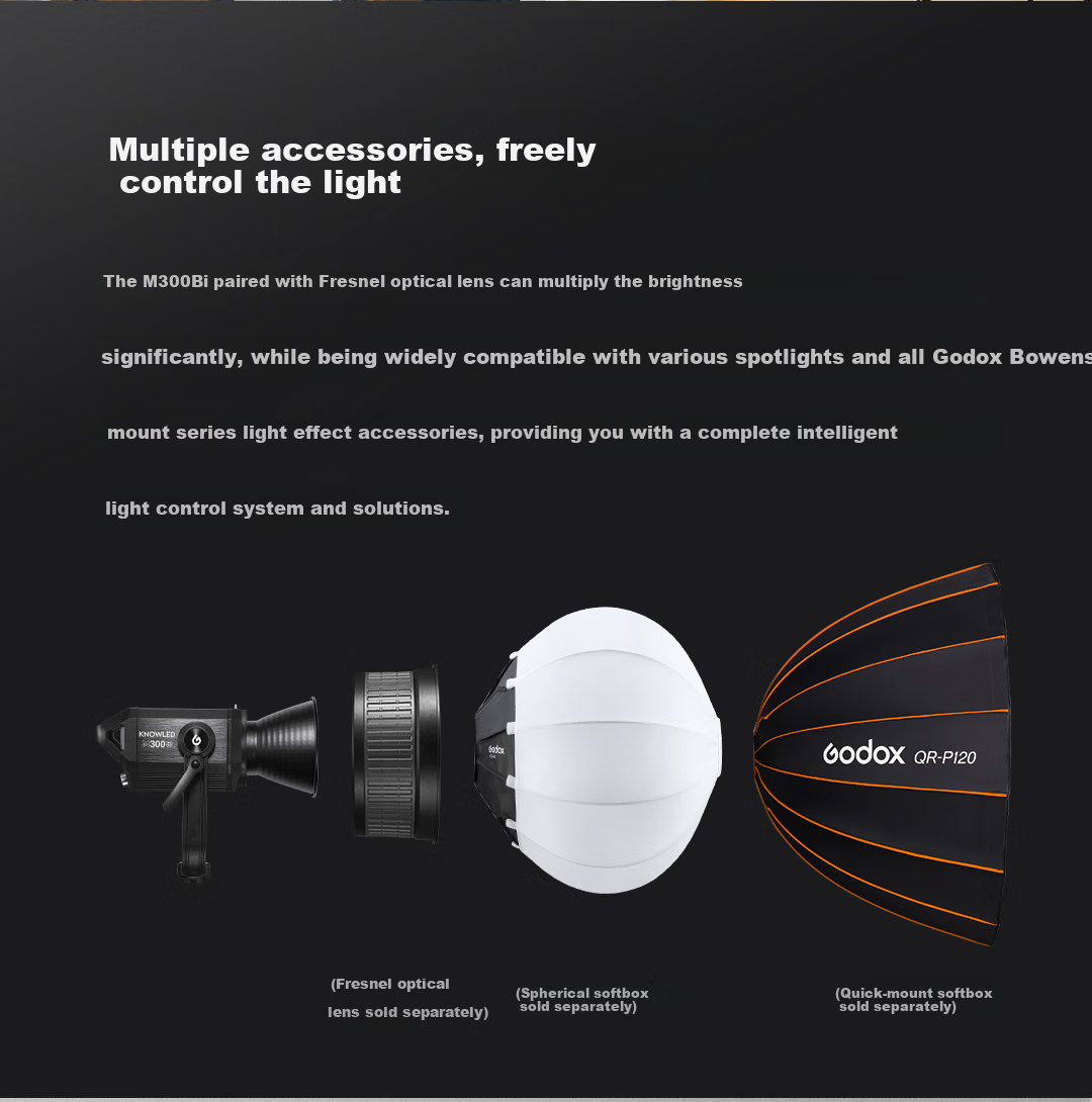Godox M300Bi Professional High-Power Studio Video Light LED Fill Light for Photography Live Streaming Portable Spotlight【Official Standard Edition】 17