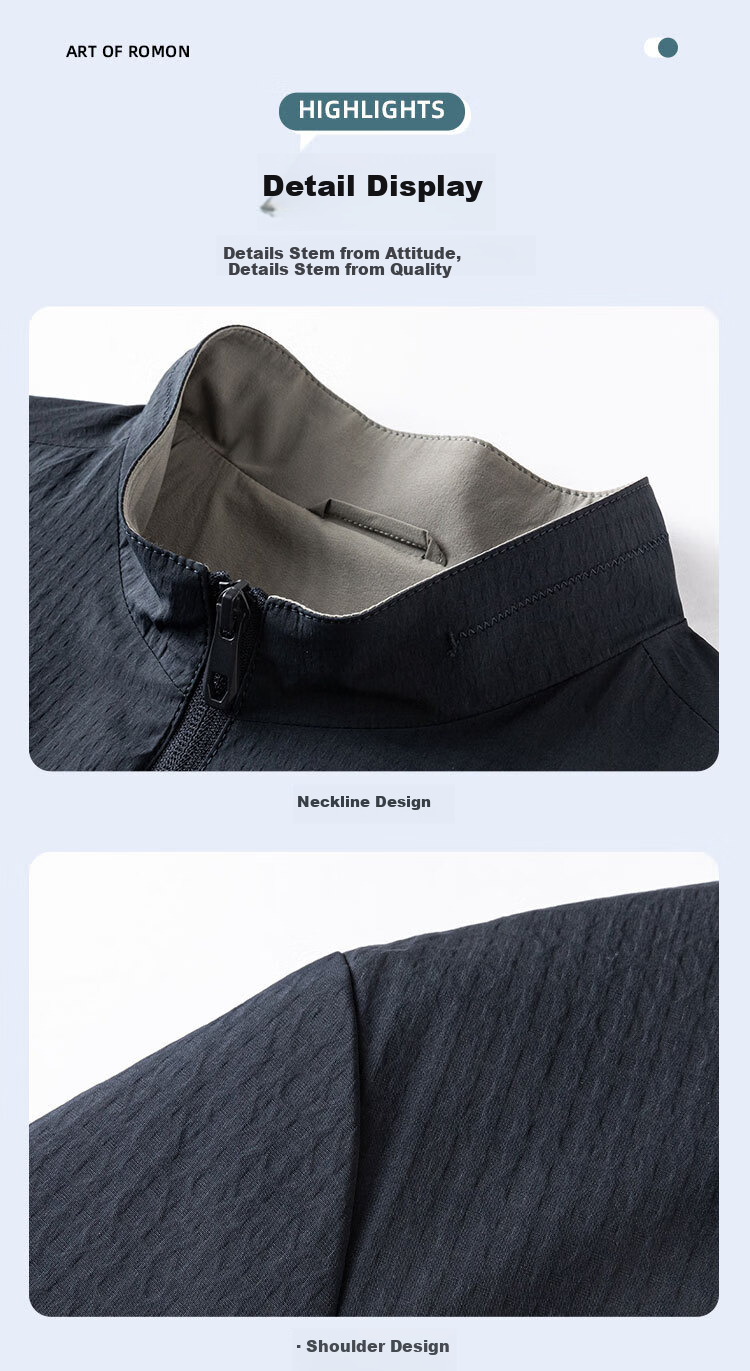 ROMON Men's Comfortable Business Jacket Casual Basic Versatile Stand Collar Outdoor Jacket 11