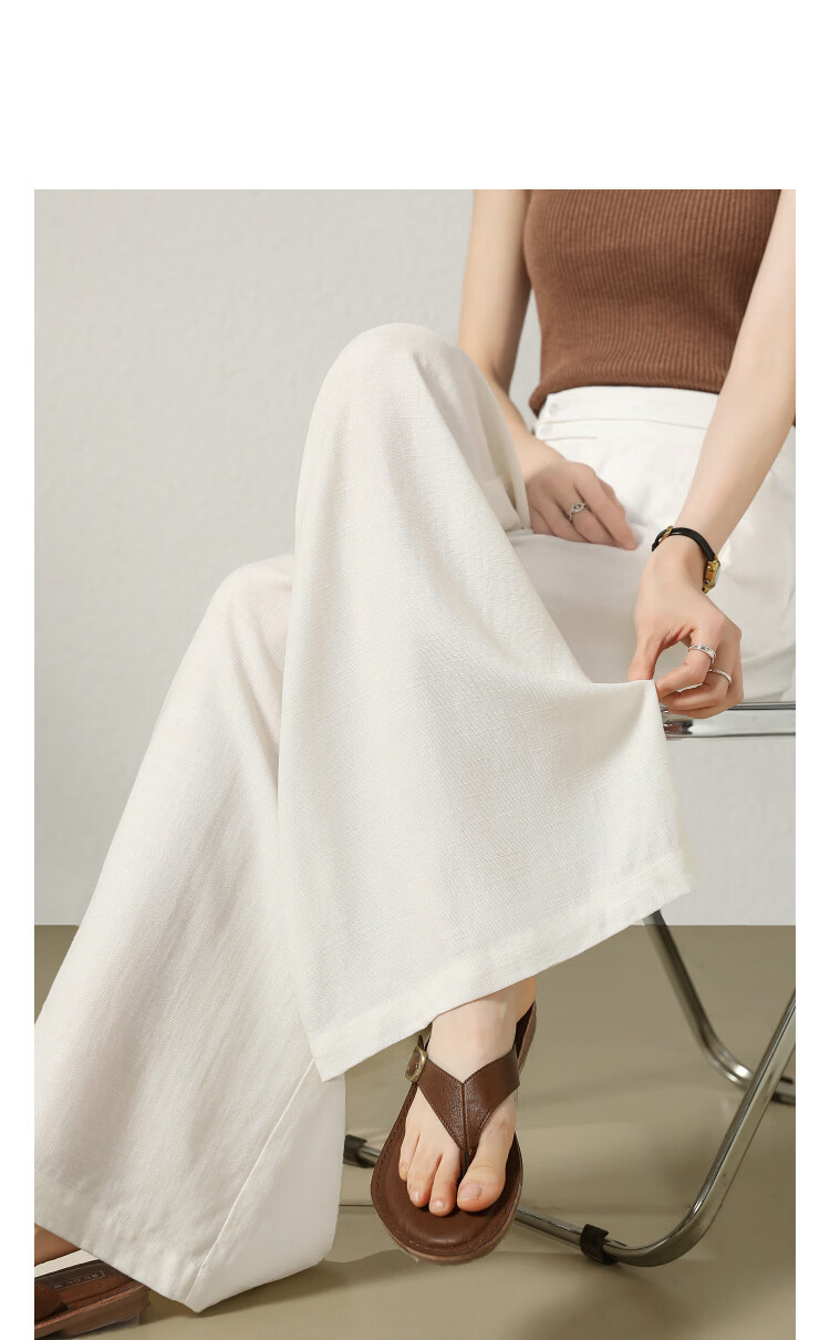 Demana Linen Lyocell Blend Spring Pleated Double-Breasted Wide-Leg Loose Slimming Women's Casual Pants Premium Feel 11