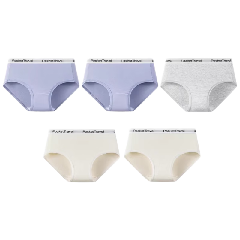 Pocket Travel Disposable Underwear for Teen Boys and Girls, Cotton, Women's and Youth, 5-Pack, Size L (100-130 lbs)