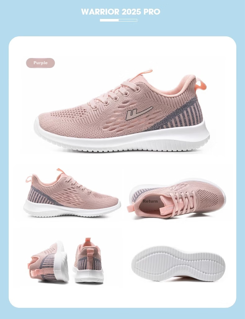 Warrior Women's Sports Shoes Spring Summer Shock Absorption Soft Sole Rebound Casual Shoes for Moms and Elderly 0686 Pink Purple Size 38 25
