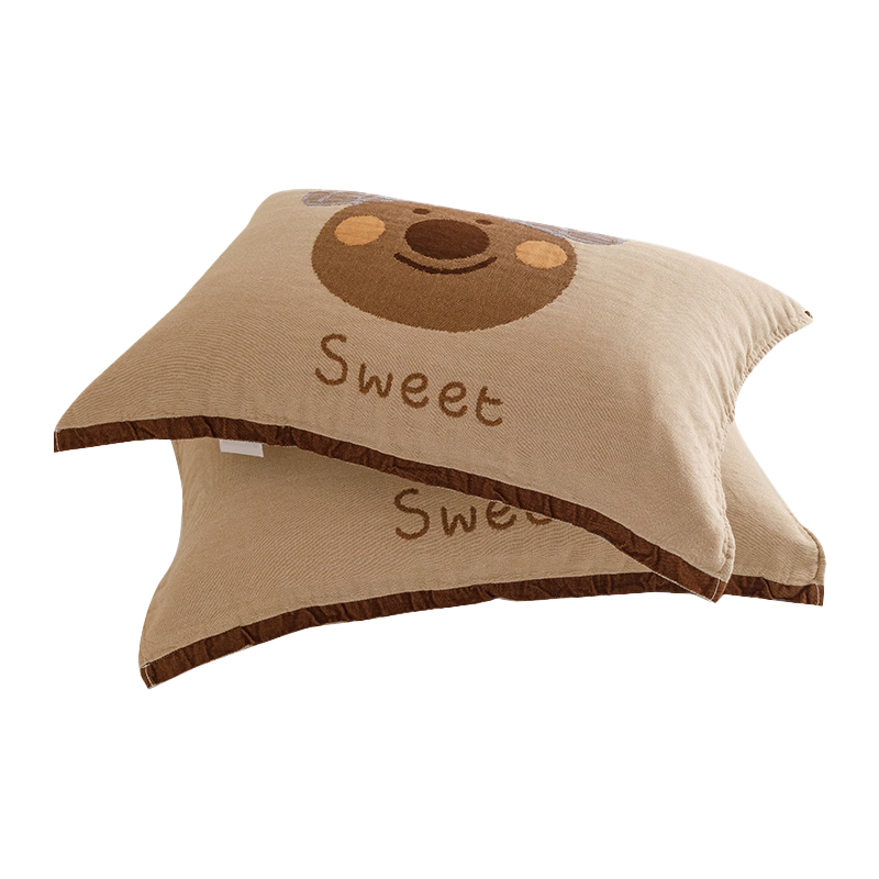 MUJI A-Class 100% Cotton Four-Layer Gauze Pillowcase Summer Pure Cotton Anti-Slip Pillow Cover Pair 52x78cm