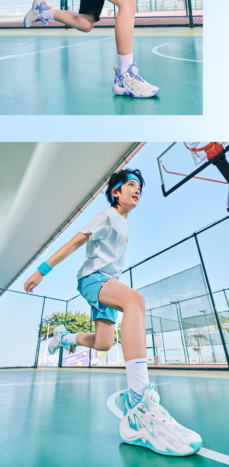 ERKE Kids Boys Sneakers Children's Dial Buckle Mesh Breathable Durable Basketball Shoes Microcrystalline White/Black/Silver Size 38 14