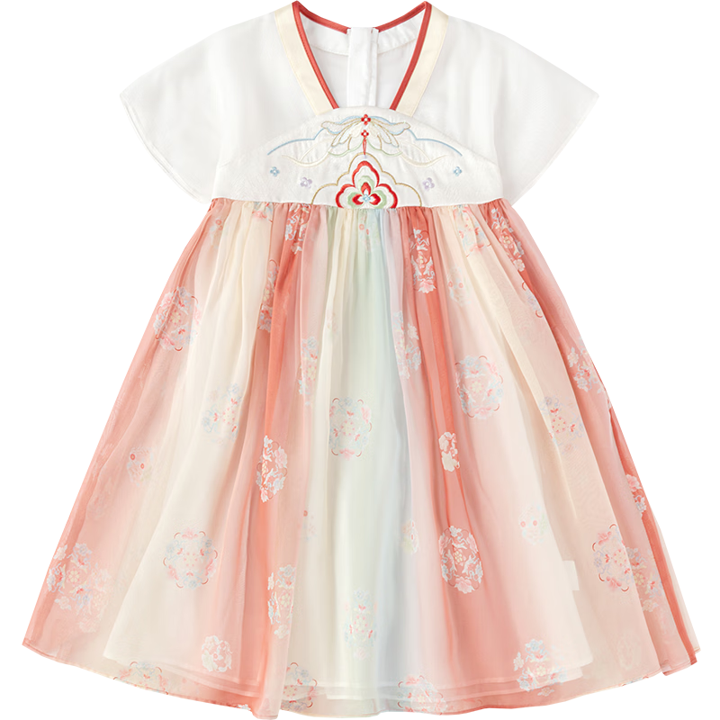 Balabala Kids Dress Children's Skirt 2026 Summer New Girls Baby Chinese Style Hanfu Ru Skirt Traditional Performance Costume