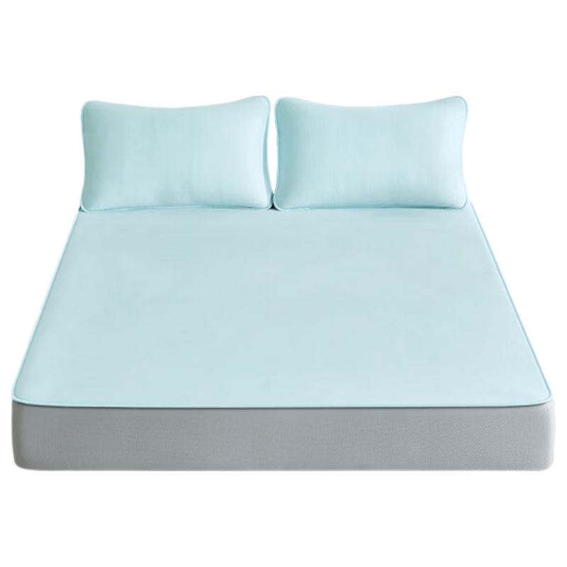 LOVO Luolai Class A Zero Sensation Ice Silk Mattress Cover Double Three-Piece Set Blue 180*200cm [Machine Washable]