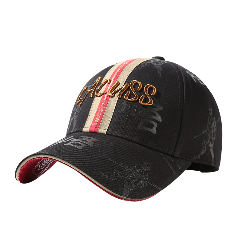 CACUSS Men's Luxury 3D Embroidered Baseball Cap Large Head Circumference National Trend Duckbill Sun Hat Black