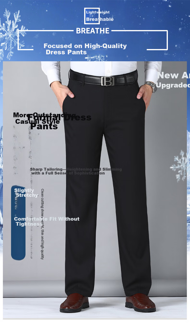 Pierre Cardin Breathable Wrinkle-Resistant Men's Summer Business Formal Straight Casual Trousers Dark Gray 33 19