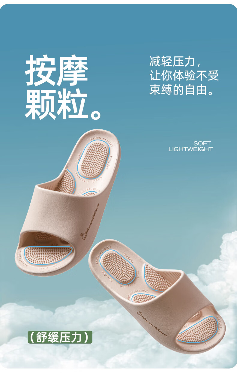 MashiMaro Women's Home Bathroom Shower Massage Sole Non-Slip Slippers Men's Sandals 6