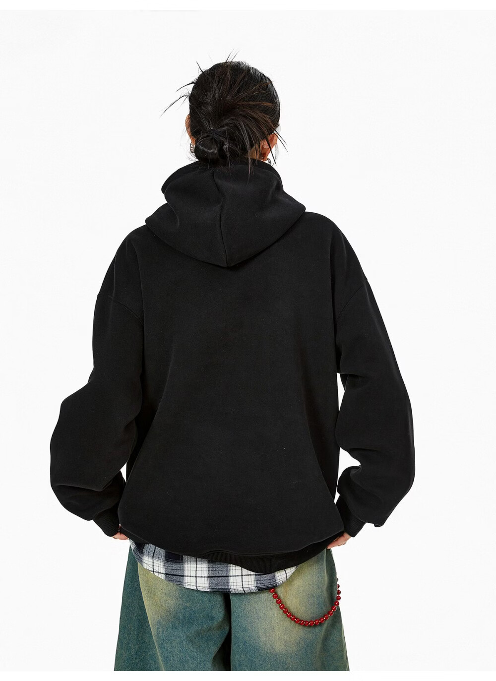ICH MODE American Style Gray Hoodie Women 2026 Spring New Loose Casual Pullover Jacket White S 10