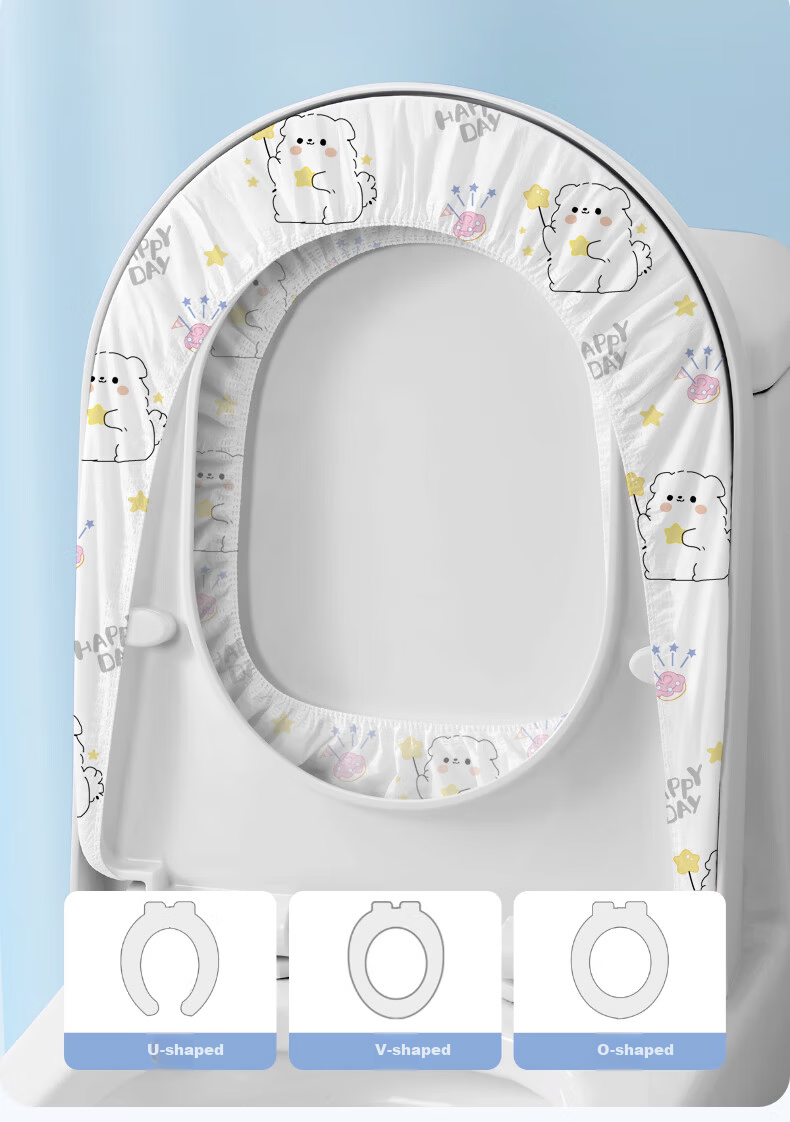 Qihaiqiu Disposable Toilet Seat Covers Maternity Cushion Paper 10pcs Travel Hotel Full Coverage Extra Large Thick Waterproof Star Dog Pattern 7