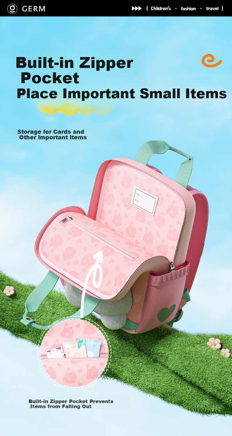 Germ Kindergarten Boys Children's Backpack for First Grade Kids Honey Bear Double Shoulder Bag 7
