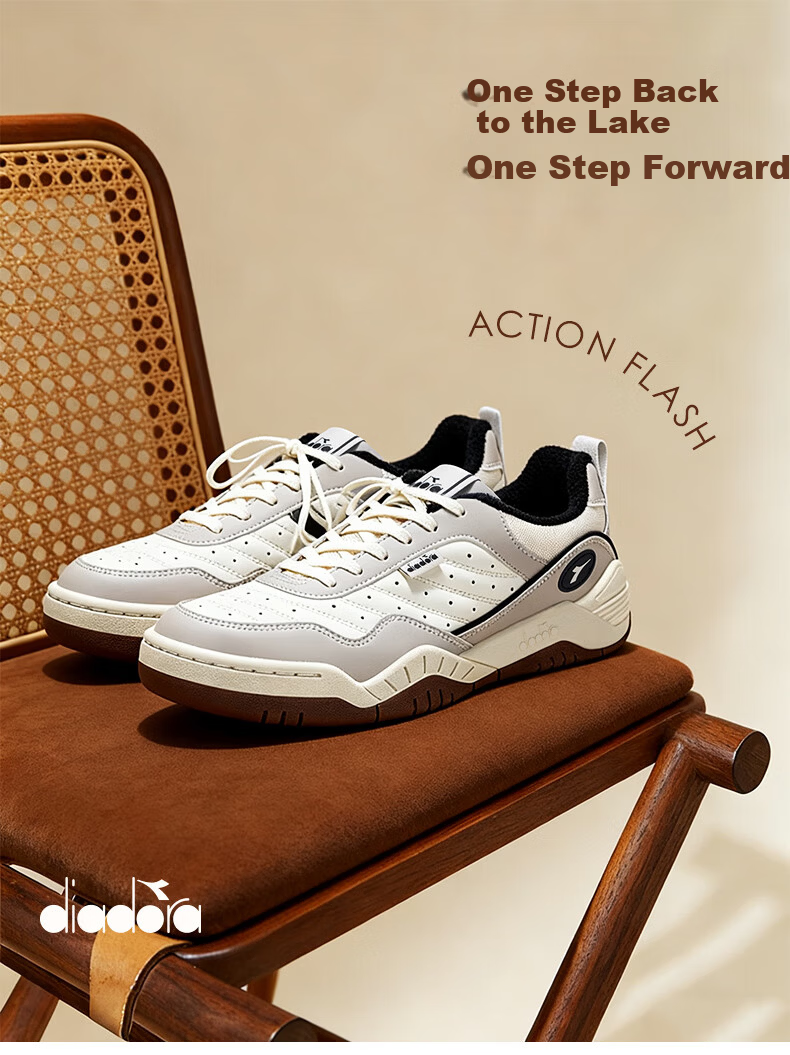 Diadora Action Flash Low-Cut Sports Casual Shoes for Men and Women Silver Gray/White/Black N7482 Size 40 1