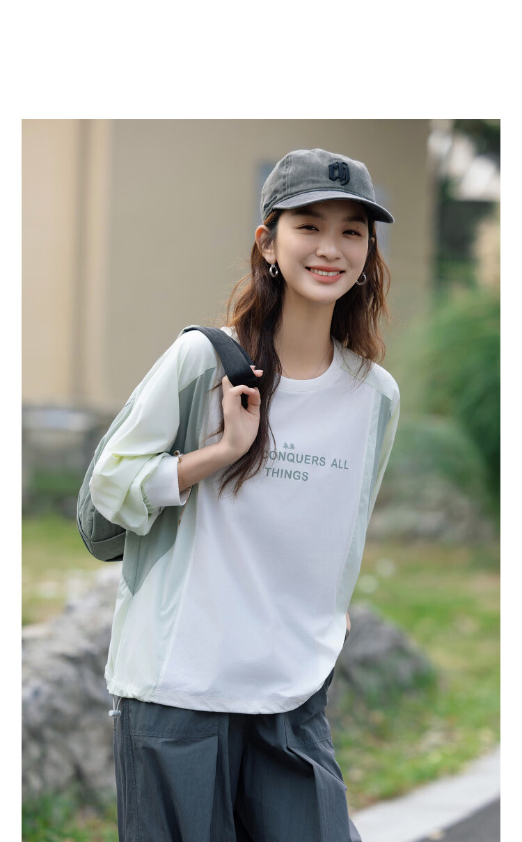 Demana UPF50+ Antibacterial UV Protection Spring Sports Colorblock Letter Print Women's Sweatshirt 11