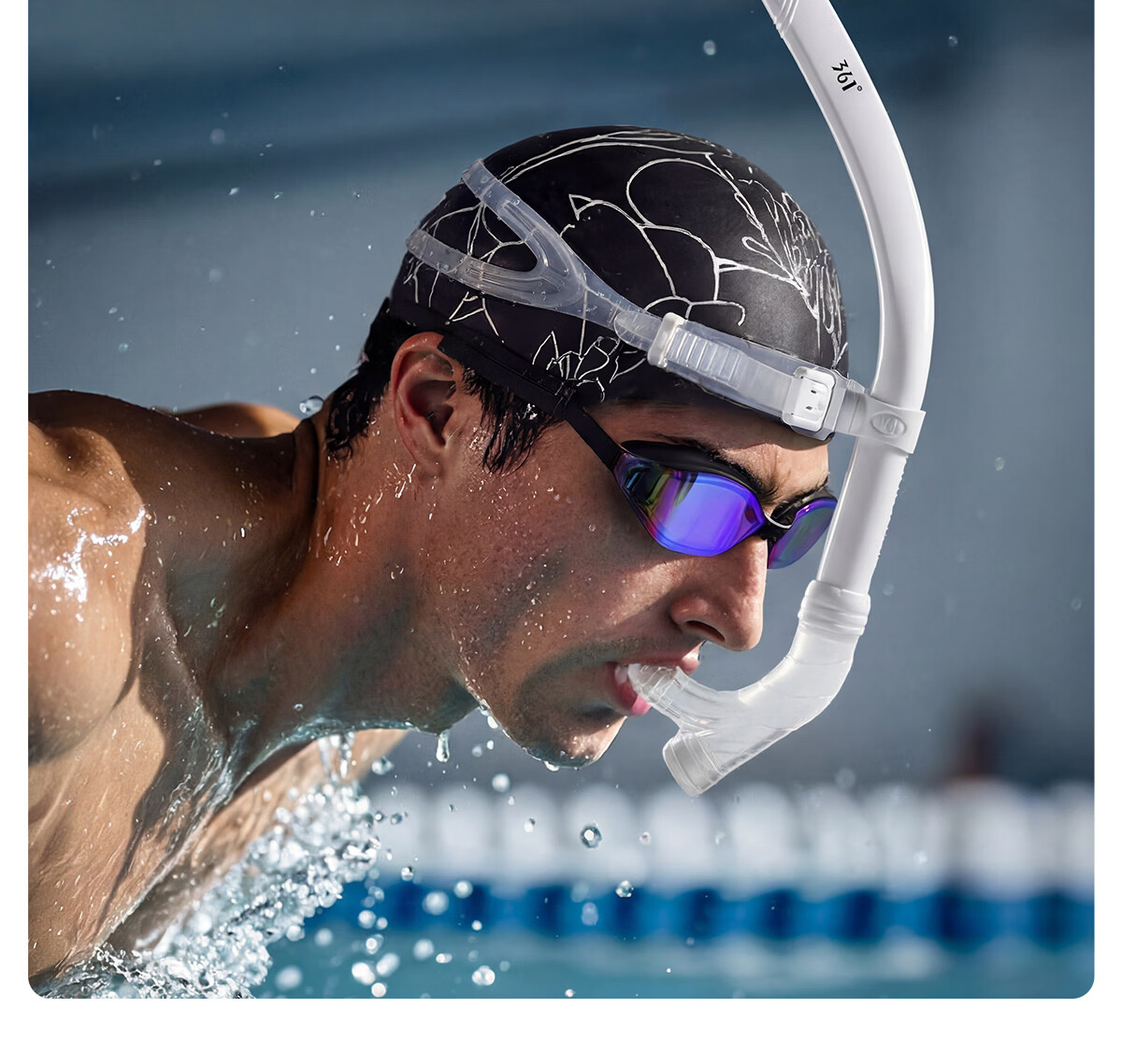 361° Swimming Snorkel Professional Underwater Breathing Tube Adult Youth Freestyle Snorkeling Breathing Apparatus 13