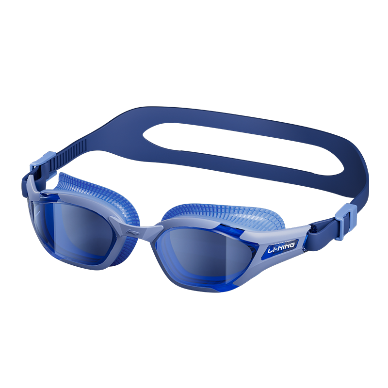 LI-NING Kids Waterproof Anti-Fog Swimming Goggles Youth Training Professional Swim Gear 3435 Dark Blue