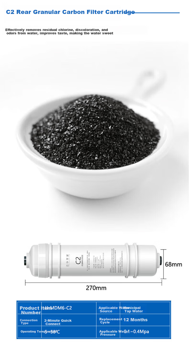 Clean Family Compatible Midea Water Purifier Filter Cartridge M6 Series MRO102C/121B/121C/207A/207B/208B/202B/208A-4/204-5 C1 Pre-Carbon Rod Filter Cartridge 8