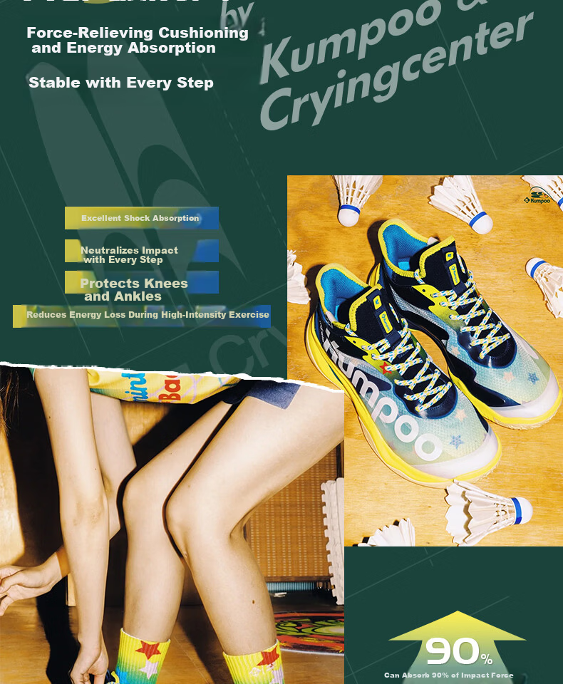 KUMPOO KH-G826.CCC Purple Breathable Durable Non-Slip Badminton Shoes Collaboration Edition Size 41 11