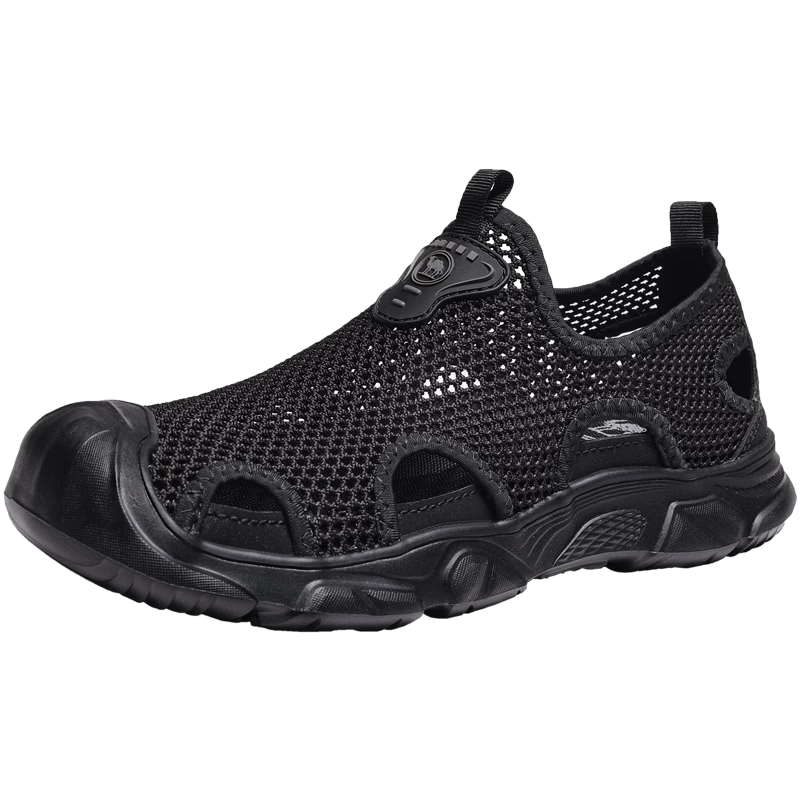 Camel Brand Outdoor Toe-Cap Sandals Breathable Quick-Dry Creek Shoes Casual Men's Shoes P16M342014 Night Black Size 42