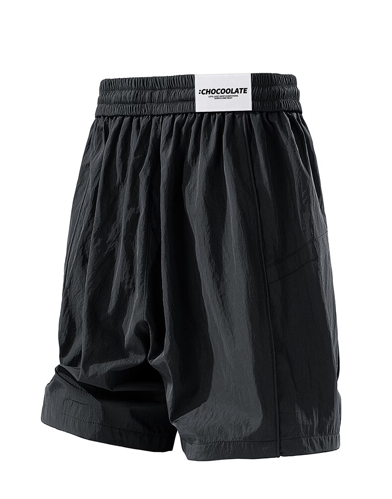 :CHOCOOLATE IT Quick-Dry Men's Summer Ice Silk American Style Loose Casual Thin Five-Point Shorts Dark Night Black M 11