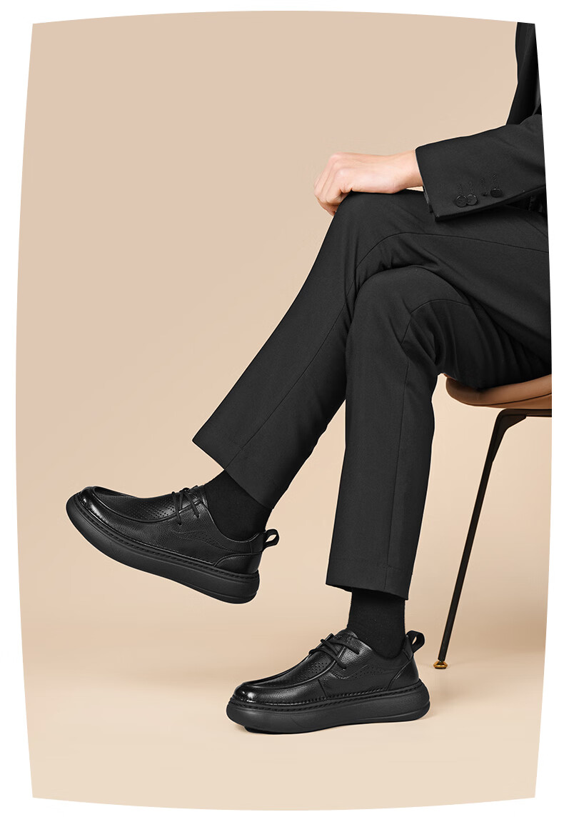 HLA Men's Soft Sole Lightweight Lace-up Casual Shoes HAAPXM1FAD020 Black Size 38 2