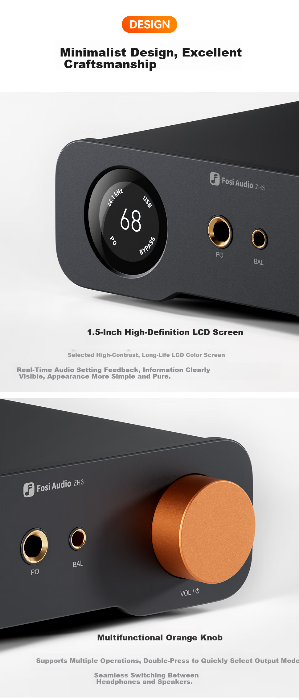 FOSI AUDIO ZH3 High-Power HIFI Audiophile DAC Balanced Decoder Headphone Amplifier Preamp Integrated Machine 14