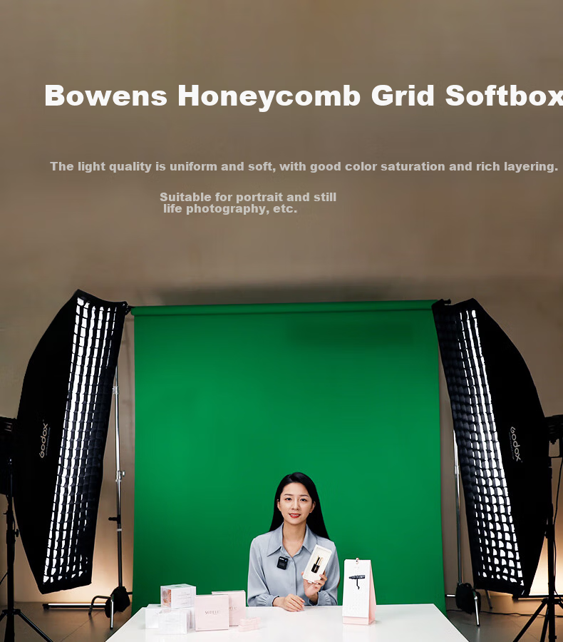 Godox 30x120cm Rectangular Grid Softbox with Bowens Mount Studio Flash Lighting Accessory Detachable Grid Softbox [Official Standard] 1