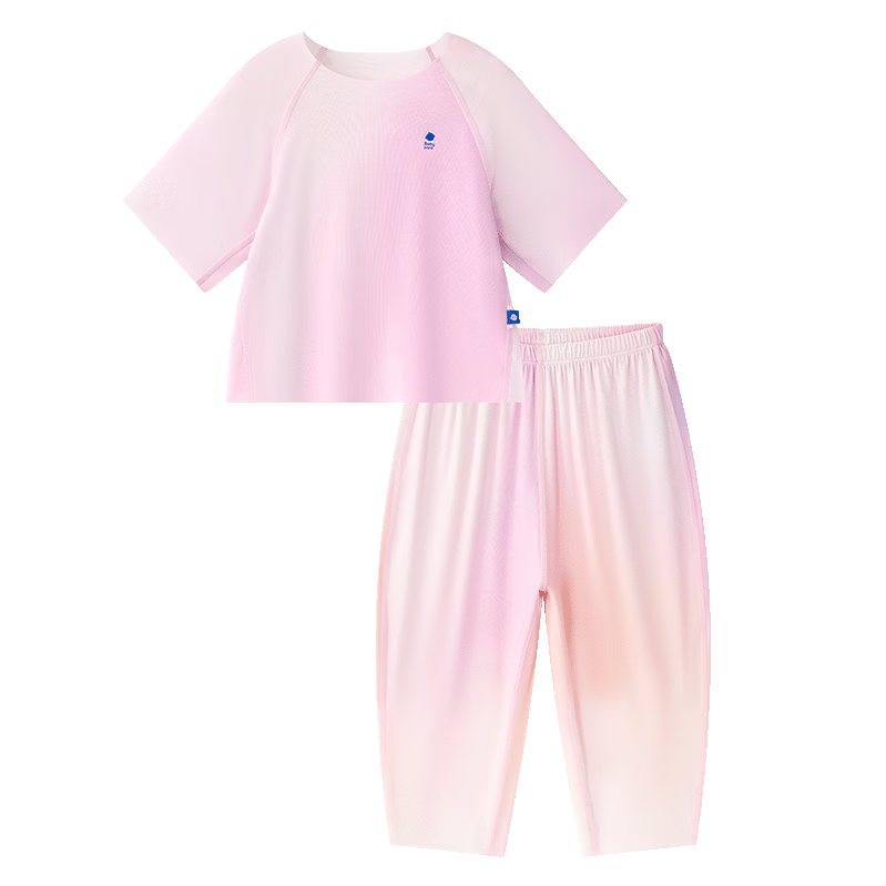 Babycare Children's Natural Cool Spring Summer Home Mid-Sleeve Adjustable Baby Loungewear Set Berry Bubble 100