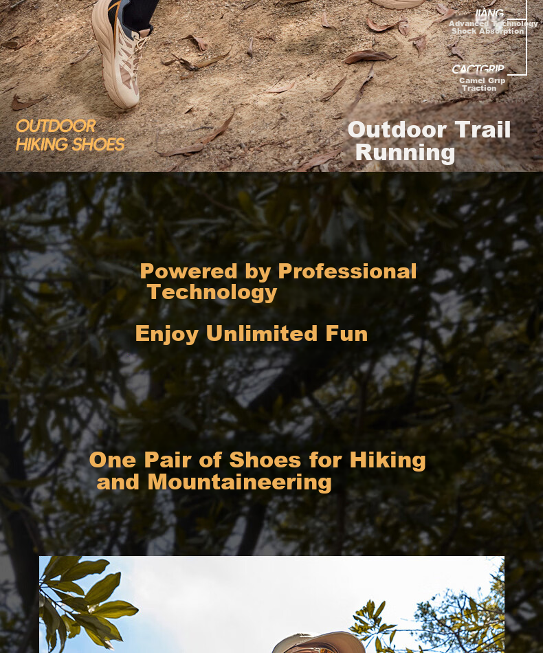 CAMEL Lianshan Outdoor Hiking Shoes 2025 Autumn New Unisex Non-slip Shock Absorption Trail Shoes 2