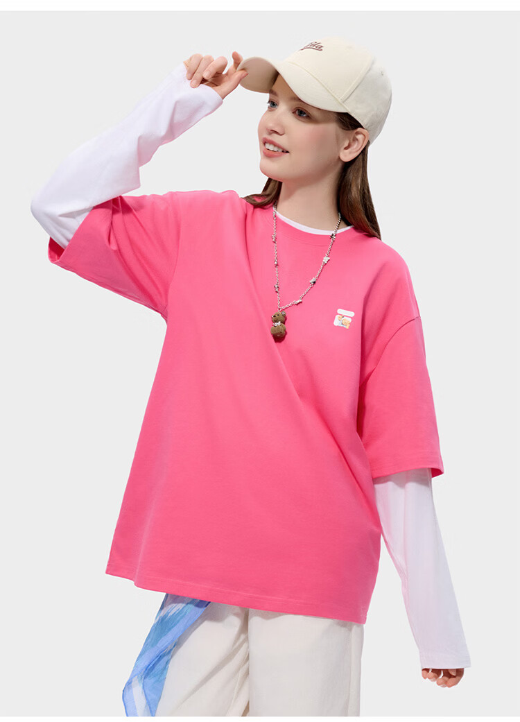 FILA FUSION Trendy Couple Short Sleeve T-Shirt 26 Summer Cute Pet Cool Loose Half Sleeve Top 25