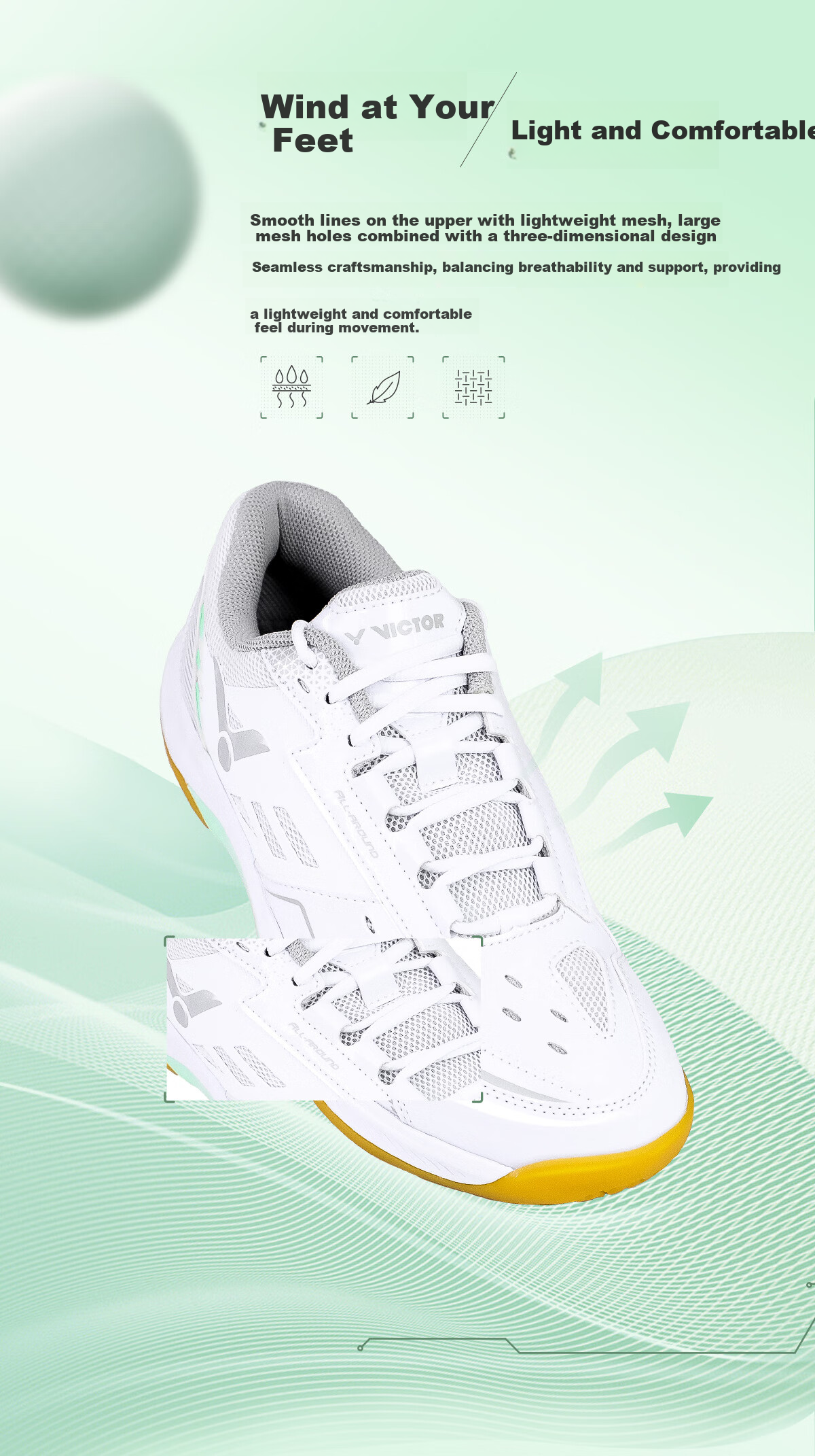 VICTOR 2025 New Entry Classic Unisex Badminton Shoes A199 White Gray Size 39 7