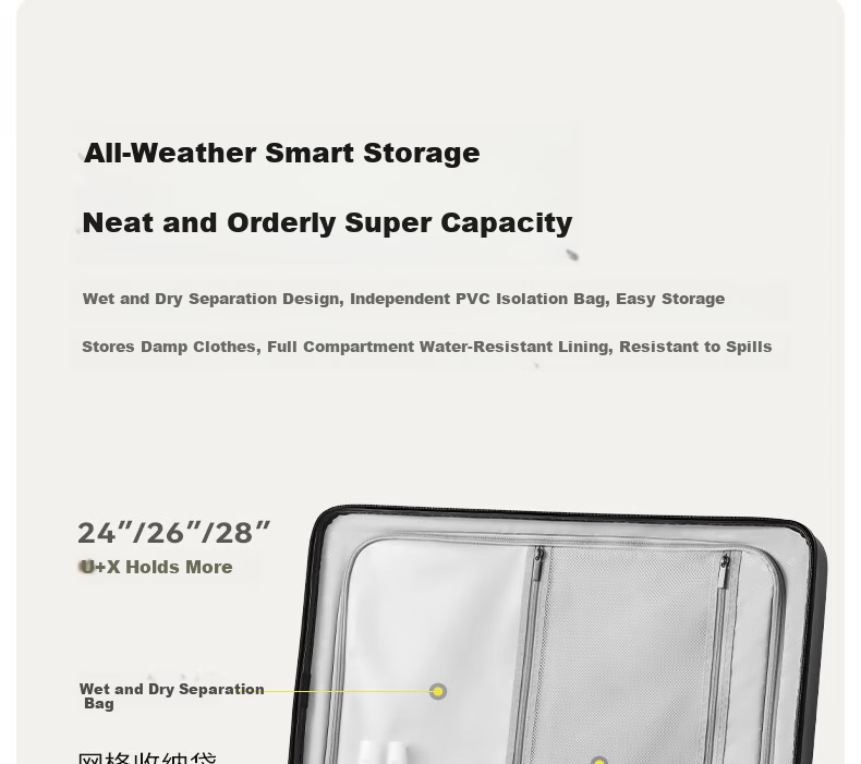90 Points Luggage 28 Inch Rhine Classic 2026 New Trolley Large Capacity Travel Suitcase with Password Lock Titanium Gray 14