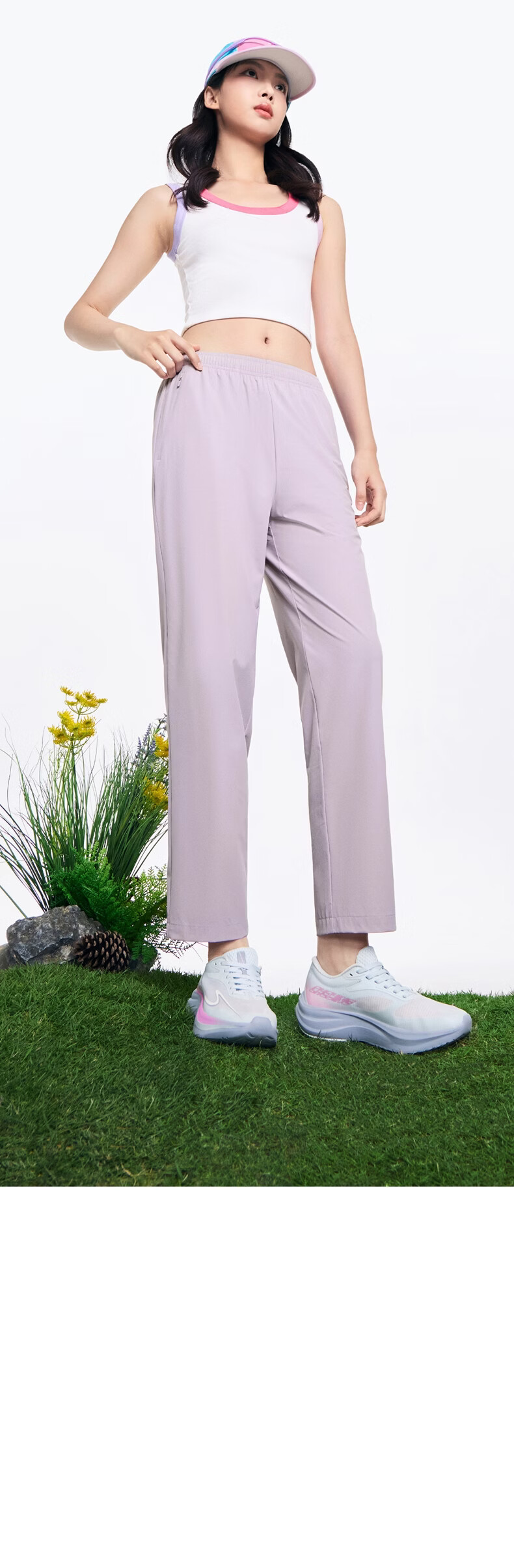 ERKE Women's Sports Cropped Pants Summer Water-Repellent Ice-Cooling Sun-Protective Straight Casual Slim Solid Color Pants 16