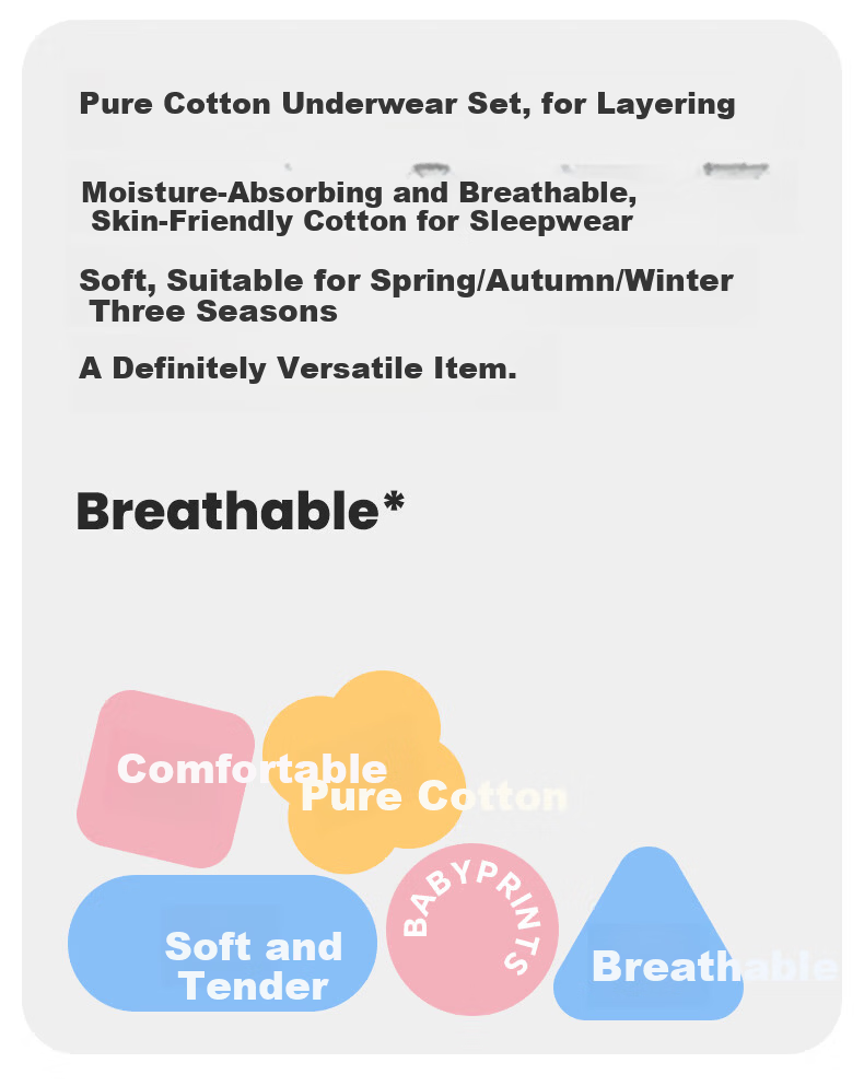 Babyprints Baby Cotton Homewear Set Unisex Autumn Clothes 2-Piece Soft Underwear Apple Bear 66 1