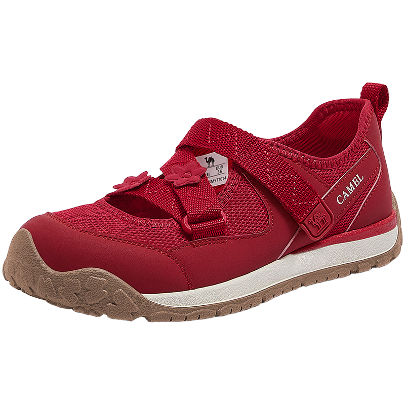 CAMEL Women's Training Shoes Sweet Cool Style Mary Jane Velcro Casual Sports Shoes L26M577014 Red Size 35