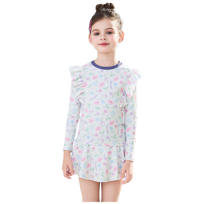 F.DYRAA & Hello Kitty Kids' Sun-Protective Swimwear Set A-Class Two-Piece KC522C0022E Floral Kitty Size 110
