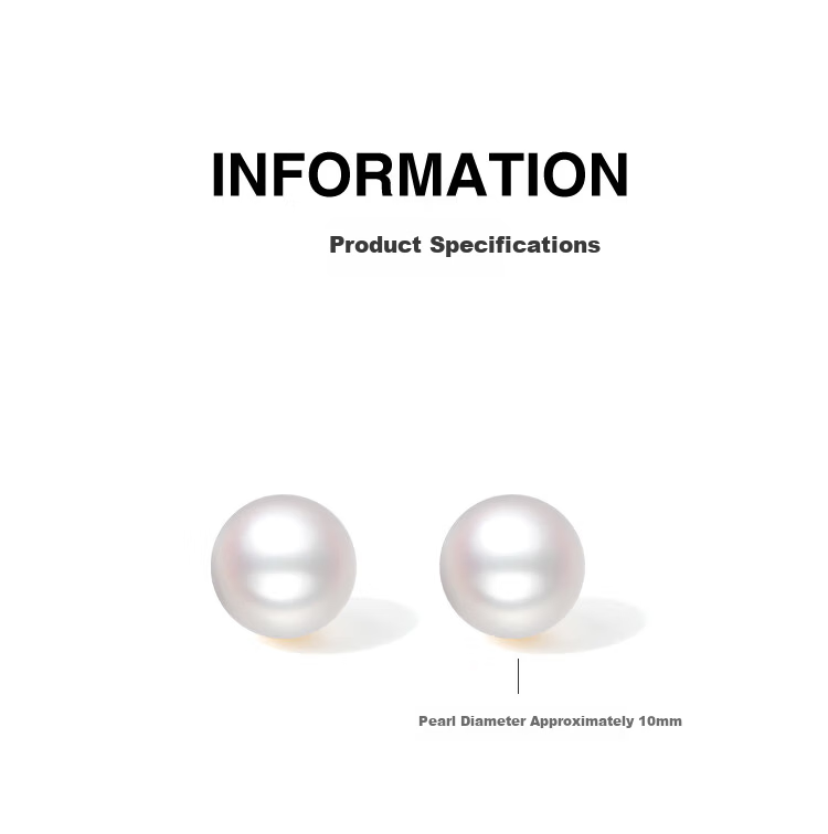 ZLF 18K Gold Edison Pearl Stud Earrings Women's Day Gift X0913605 Near Round Approx. 10mm Pair 2