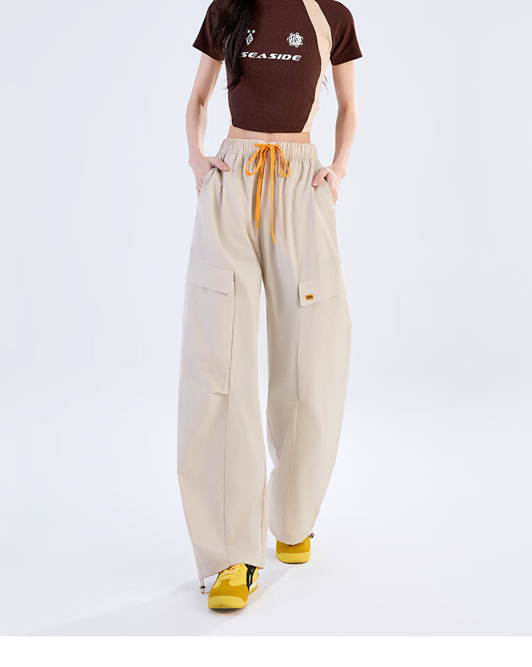 Women's Free Style Cargo Pants Summer Thin 2026 New High Waist Slimming Curved Knife Casual Hiking Loose Wide Leg Paratrooper Pants 19