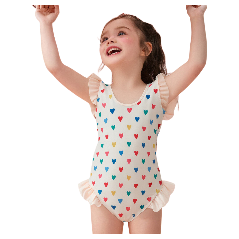 ASK JUNIOR Kids Sunscreen Chlorine-Resistant Summer Girls Flutter Sleeve One-Piece Swimsuit Vacation Toddler Baby