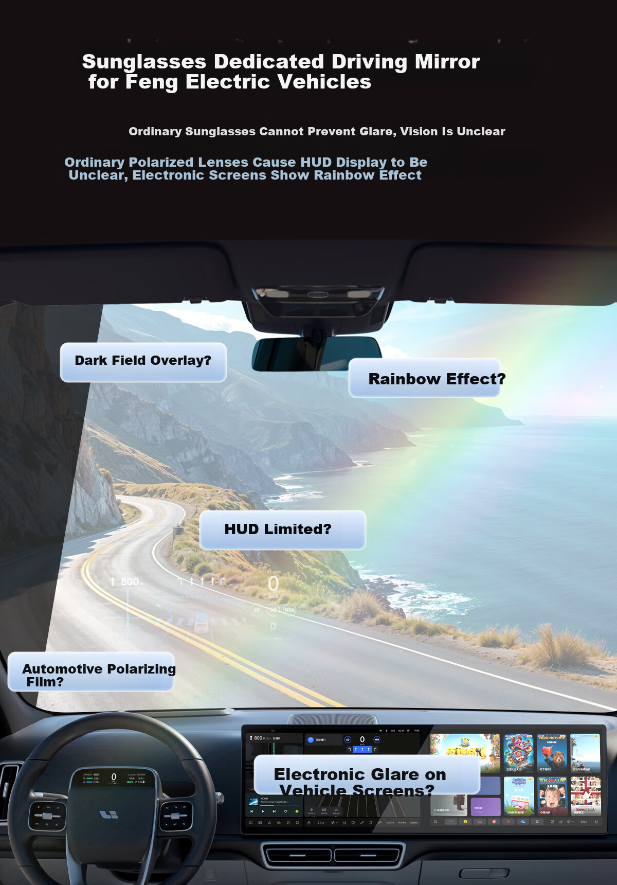 ZIPPO USA Polarized Clip-On HUD Heads-Up Display Photochromic Sunglasses Anti-Glare Electric Vehicle Driving 06E77 3