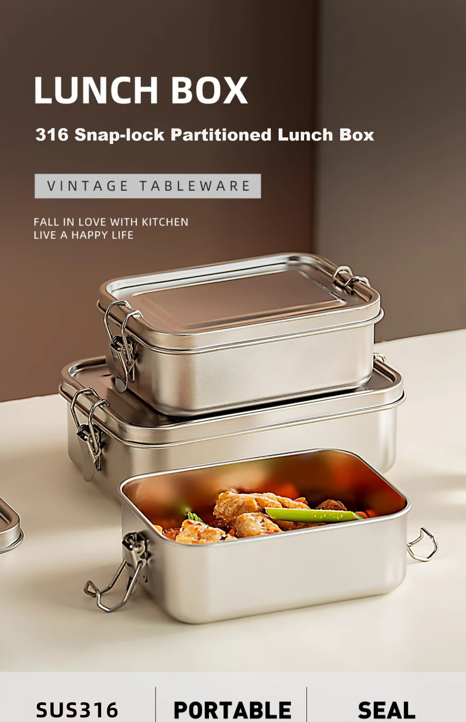 KATEI STORY Japanese Stainless Steel Lunch Box 316 Food Grade with Lid Office Worker Vintage Canteen Steamed Rice Bento Box 1